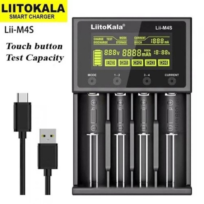 Інтелектуальний зарядний пристрій LiitoKala Lii-M4S для АА, ААА, 18650, 26650 з функцією PowerBank