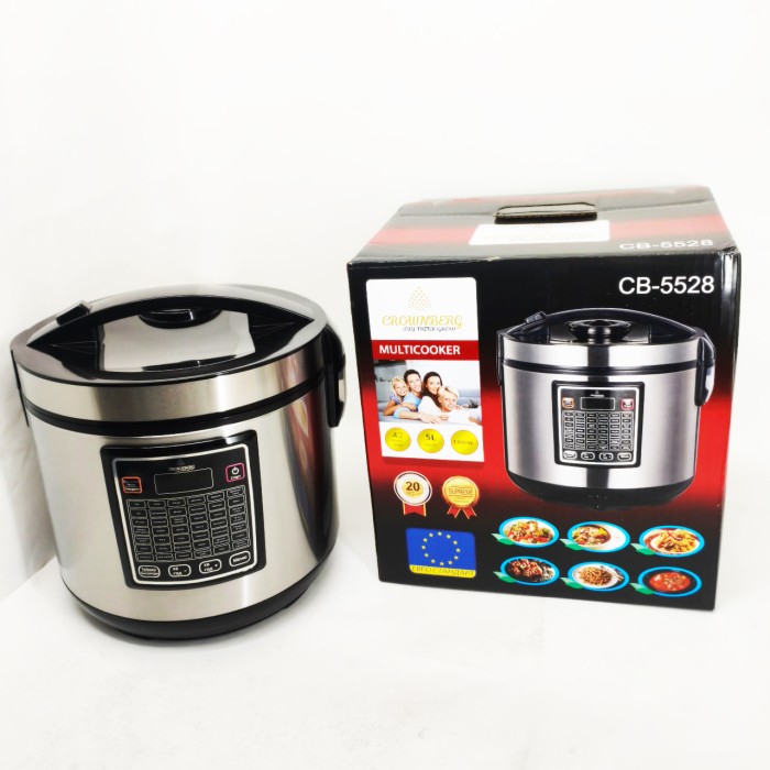 Мультиварка 30 програм Crownberg CB-5528 5л 1000Вт електронне керування з дисплеєм та функцією скороварки ZP-20