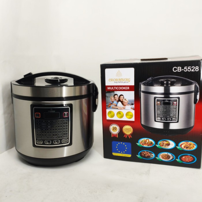 Мультиварка 30 програм Crownberg CB-5528 5л 1000Вт електронне керування з дисплеєм та функцією скороварки ZP-20