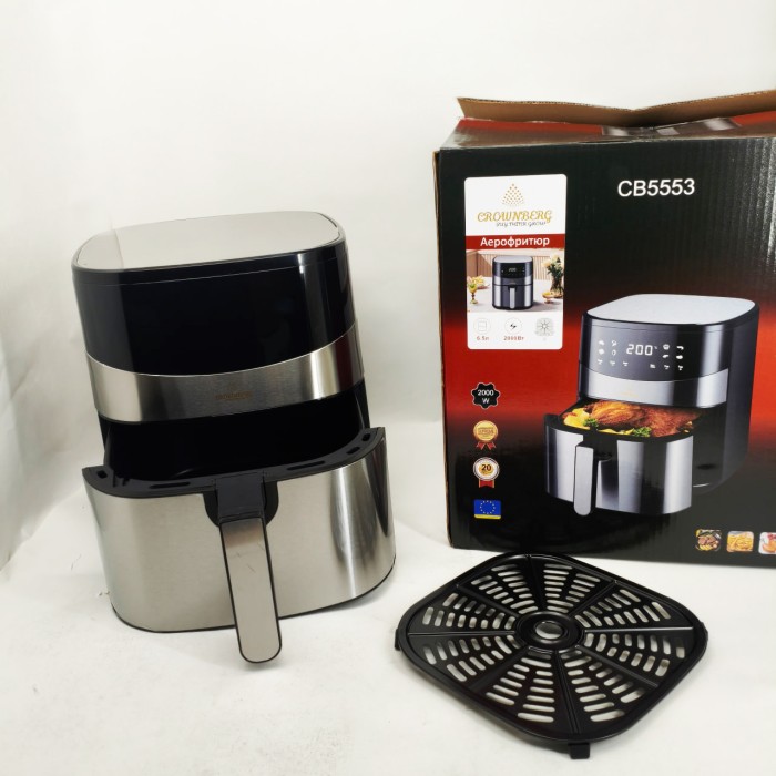 Безмасляна фритюрниця з таймером Crownberg, Фритюрниця електрична для фрі гаряче повітря GB-55