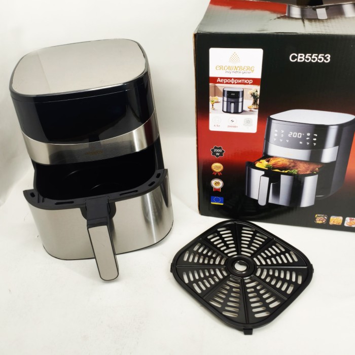 Безмасляна фритюрниця з таймером Crownberg, Фритюрниця електрична для фрі гаряче повітря GB-55