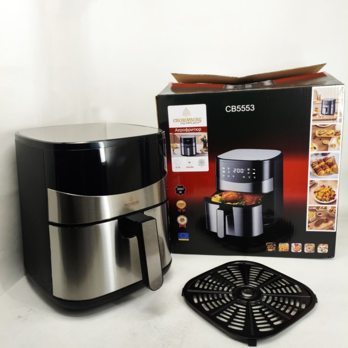 Безмасляна фритюрниця з таймером Crownberg, Фритюрниця електрична для фрі гаряче повітря GB-55
