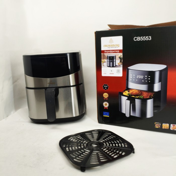 Безмасляна фритюрниця з таймером Crownberg, Фритюрниця електрична для фрі гаряче повітря GB-55