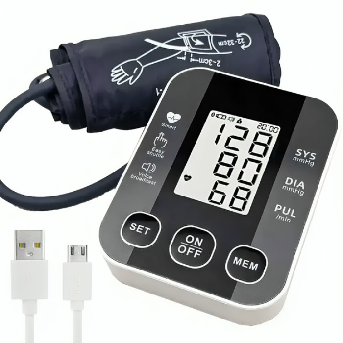 Автоматичний тонометр для вимірювання тиску з роботою від батарей USB РК-дисплеєм індикатором заряду FT-70