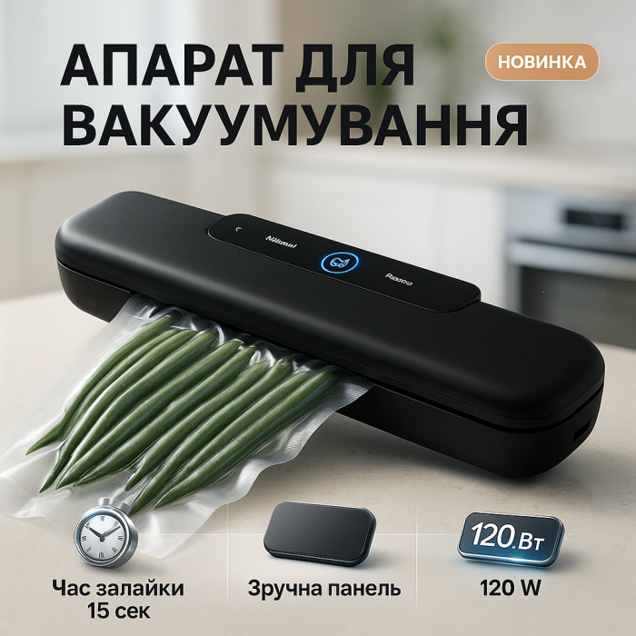 Вакуумний пакувальник автоматичний з дисплеєм Vacuum sealer NEW BLACK