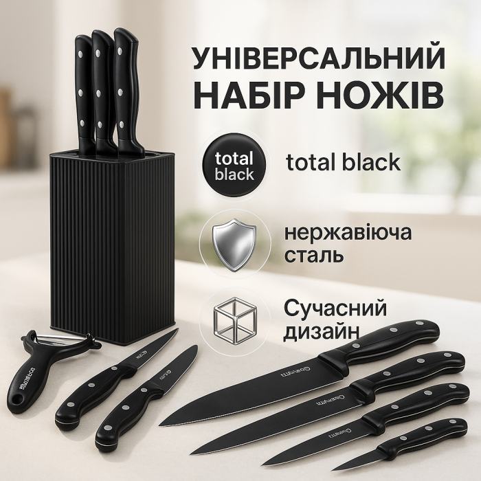 Набір ножів зі стильним дизайном, Якісні ножі для дому, Ергономічні ножі для кухні SG-64