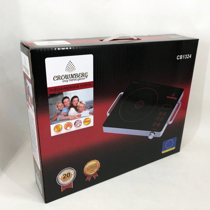 Настільні плити для дому Crownberg CB-1324, Компактна електронна плитка, Маленька електрична плитка OF-38