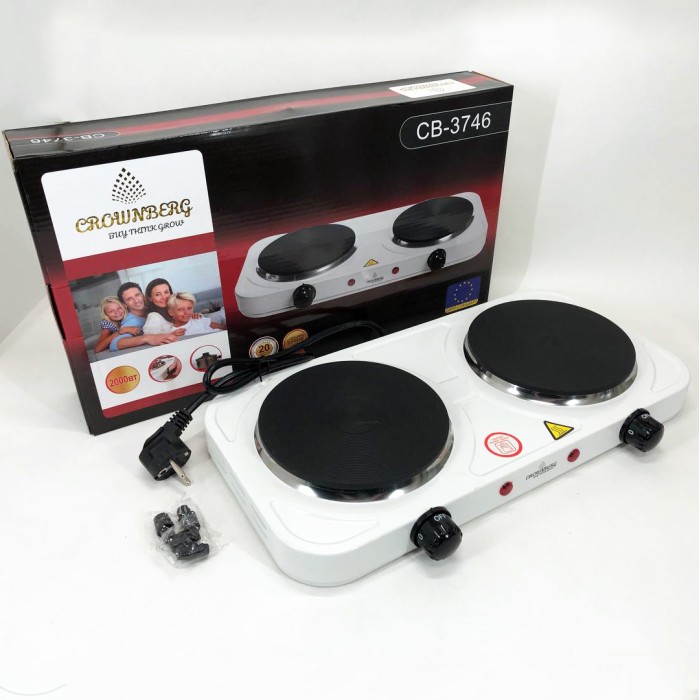 Переносна настільна електроплита Crownberg, Побутова настільна плита для дому, Кухонна електрична плита DB-31