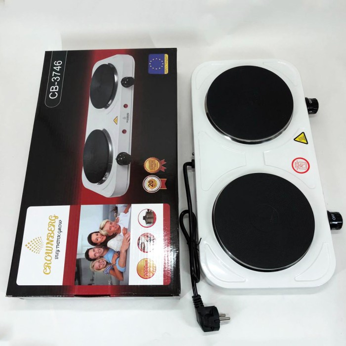 Переносна настільна електроплита Crownberg, Побутова настільна плита для дому, Кухонна електрична плита DB-31