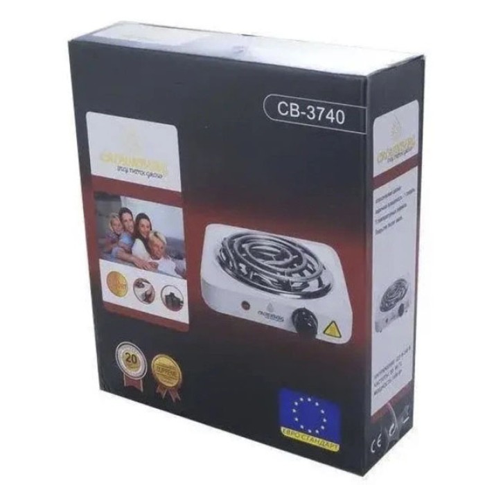 Плита настільна емальована Crownberg CB-3740, Настільна електроплита зручна, Електронна плита RF-82