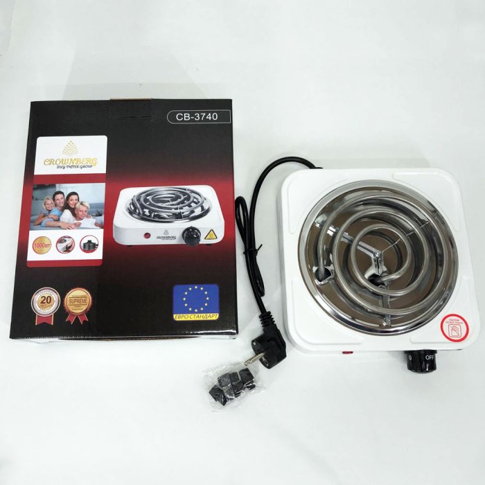 Плита настільна емальована Crownberg CB-3740, Настільна електроплита зручна, Електронна плита RF-82