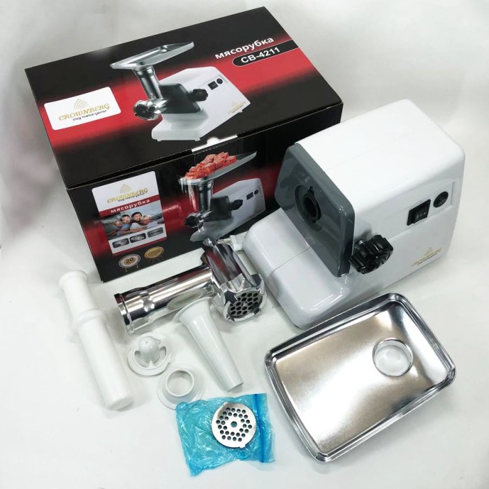 М'ясорубка для овочів Crownberg CB-4211, Електром'ясорубка для дому електрична з насадками AY-16