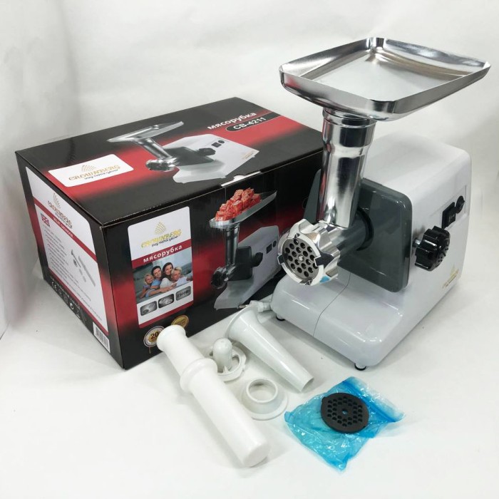 М'ясорубка для овочів Crownberg CB-4211, Електром'ясорубка для дому електрична з насадками AY-16