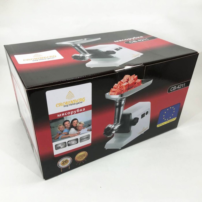 М'ясорубка для овочів Crownberg CB-4211, Електром'ясорубка для дому електрична з насадками AY-16