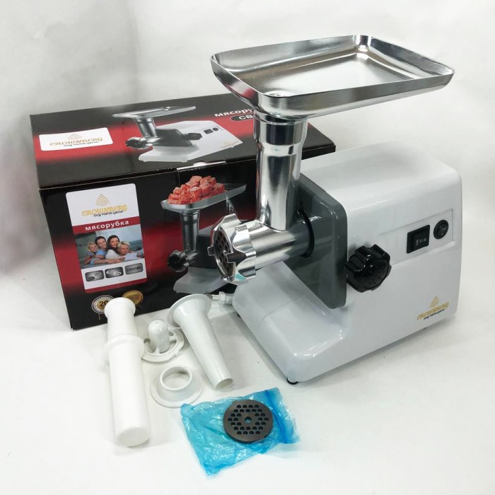 М'ясорубка для овочів Crownberg CB-4211, Електром'ясорубка для дому електрична з насадками AY-16