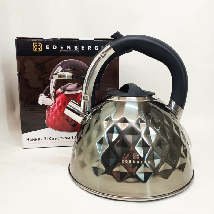 Чайник для чайної церемонії зі свистком Edenberg, Металевий чайник зі свистком з нержавіючої сталі LA-74