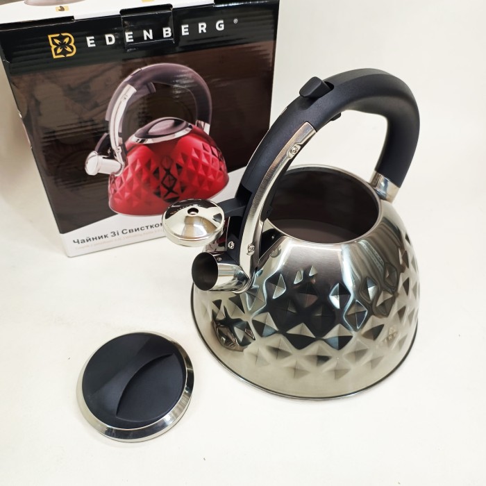 Чайник для чайної церемонії зі свистком Edenberg, Металевий чайник зі свистком з нержавіючої сталі LA-74