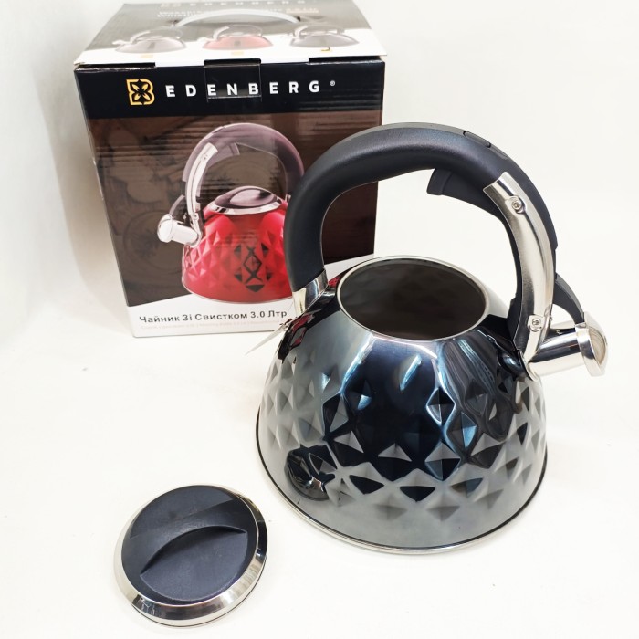 Чайник з нержавіючої сталі якісний Edenberg, Чайник на кухню 3 л Якісний металевий OJ-54