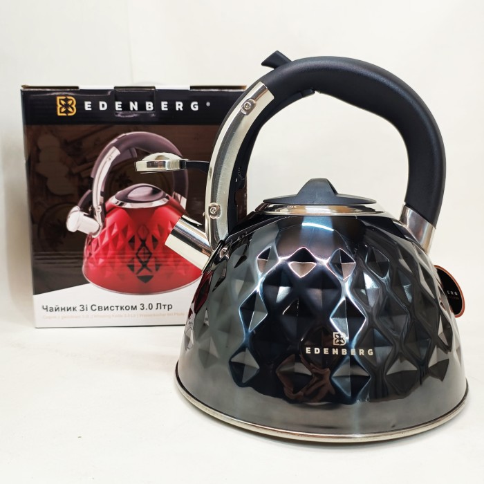 Чайник з нержавіючої сталі якісний Edenberg, Чайник на кухню 3 л Якісний металевий OJ-54