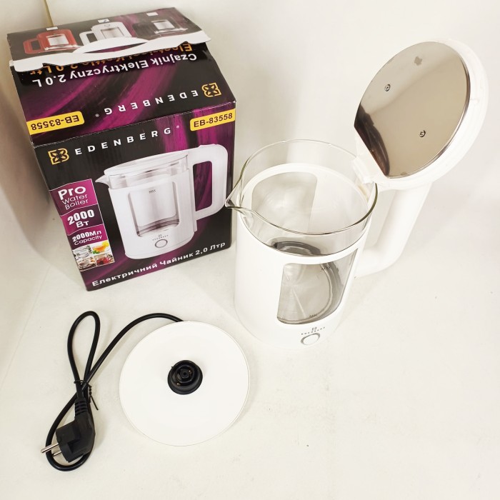 Надійний скляний електрочайник з підсвічуванням, Електрочайник скляний з підсвічуванням якісний JL-91