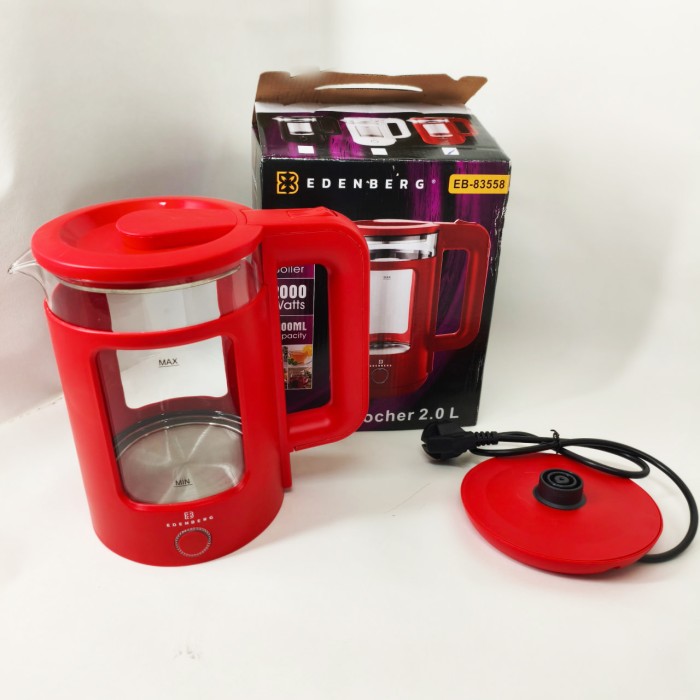 Безшумний електрочайник Edenberg, Скляний електрочайник для кухні, Чайник електричний модний AD-31