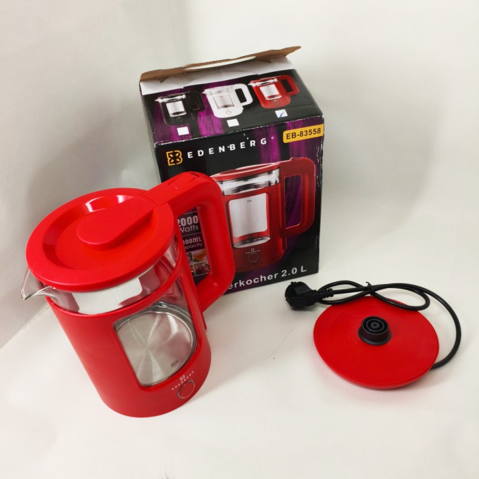 Безшумний електрочайник Edenberg, Скляний електрочайник для кухні, Чайник електричний модний AD-31