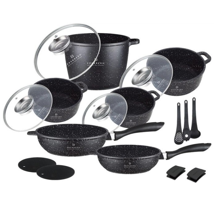 Набір кухонного посуду Edenberg EB-8182 з мармуровим антипригарним покриттям 17 предметів VL-14