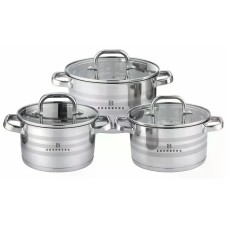 Набір посуду з нержавіючої сталі Edenberg EB-3741 зі скляними кришками 6 предметів BT-25