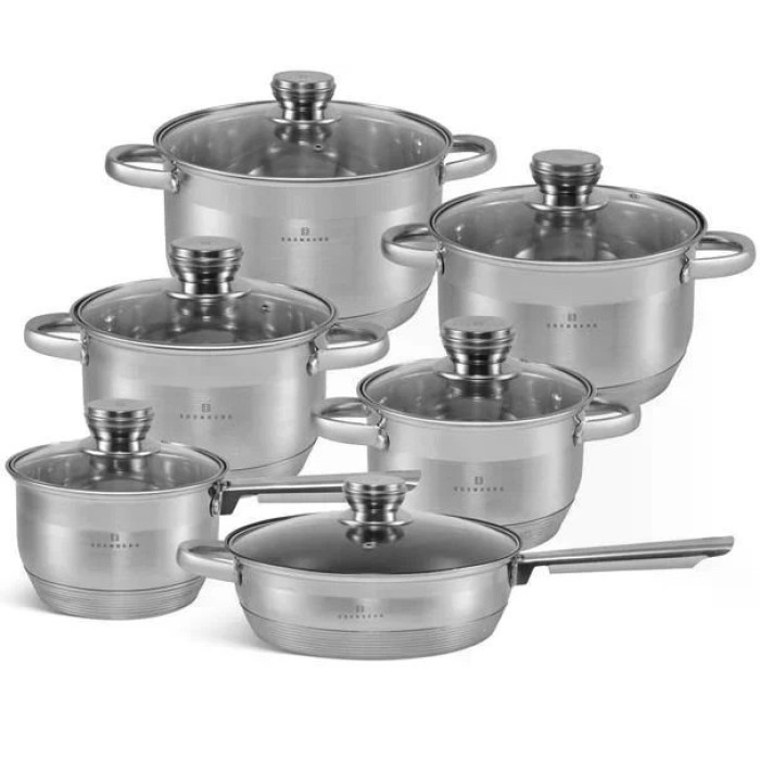 Набір посуду Edenberg EB-2001 з індукційним дном із нержавіючої сталі 12 предметів SM-50