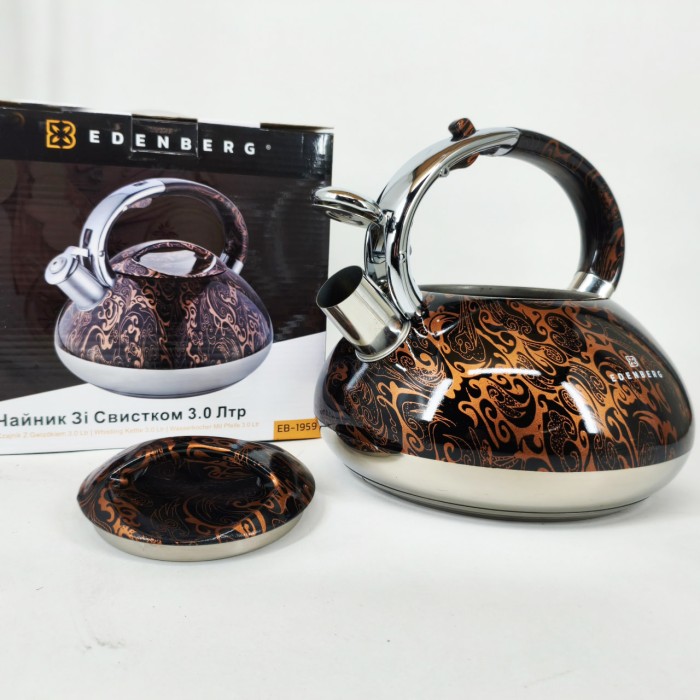Чайник зі свистком Edenberg EB-1959 3л із капсульним дном Black