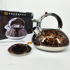 Чайник з нержавіючої сталі з пищалкою Edenberg EB-1959 3л, Чайник сталевий зі свистком на плиту YJ-48