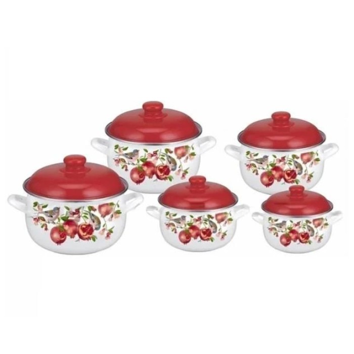 Набір емальованих каструль Edenberg EB-1873 з малюнком, 10 предметів EQ-13