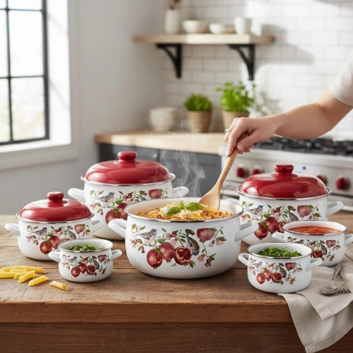 Набір емальованих каструль Edenberg EB-1873 з малюнком, 10 предметів EQ-13