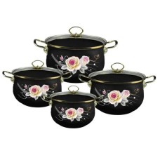 Набір емальованих каструль Edenberg 4 штуки з кришками 2.3/3/4/5 л 8 предметів FX-33