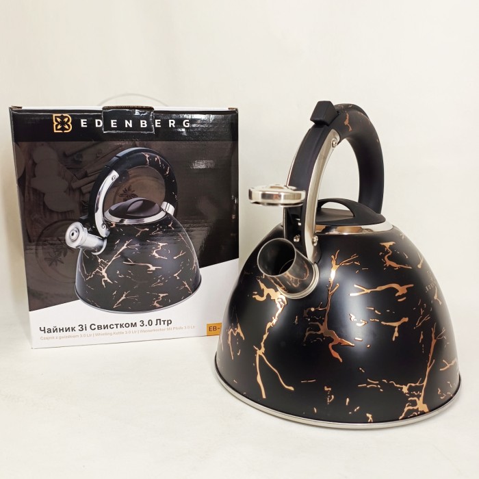 Чайник для води на газ Edenberg EB-8864 3л, Чайник з потовщеним дном і прогумованою ручкою DN-68