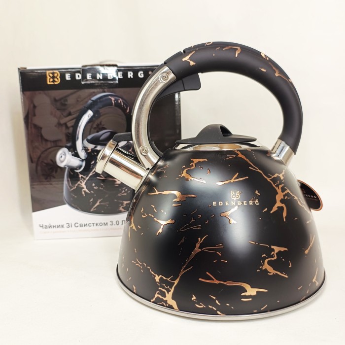 Чайник для води на газ Edenberg EB-8864 3л, Чайник з потовщеним дном і прогумованою ручкою DN-68