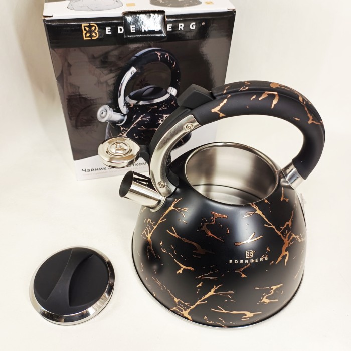 Чайник для води на газ Edenberg EB-8864 3л, Чайник з потовщеним дном і прогумованою ручкою DN-68