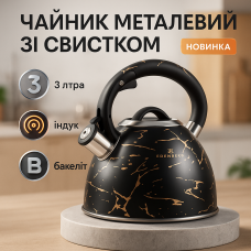 Чайник зі свистком нержавіюча сталь, Звичайний чайник на газову плиту для газової плити 3 літри FI-34