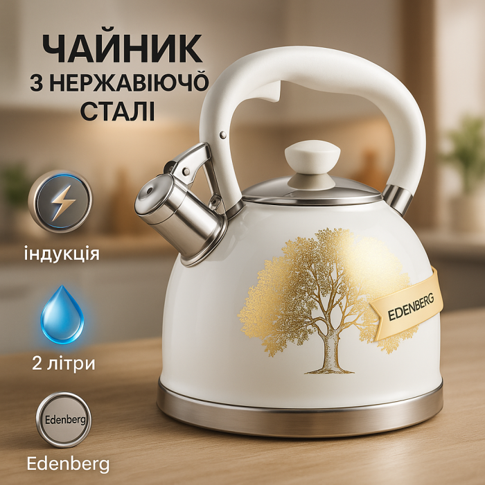 Гарний чайник для плит, Чайник з нержавіючої сталі з бакелітовою ручкою, Чайники зі свистком наплитні NA-82