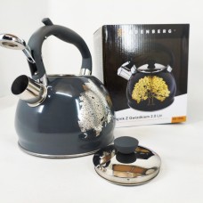 Чайник для приготування чаю зі свистком, Чайник з потовщеним дном і прогумованою ручкою MN-30