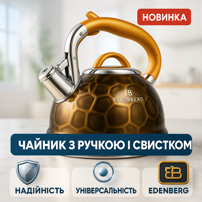 Чайник зі свистком бакелітовою ручкою Edenberg, Хороший чайник зі свистком для дому HZ-45