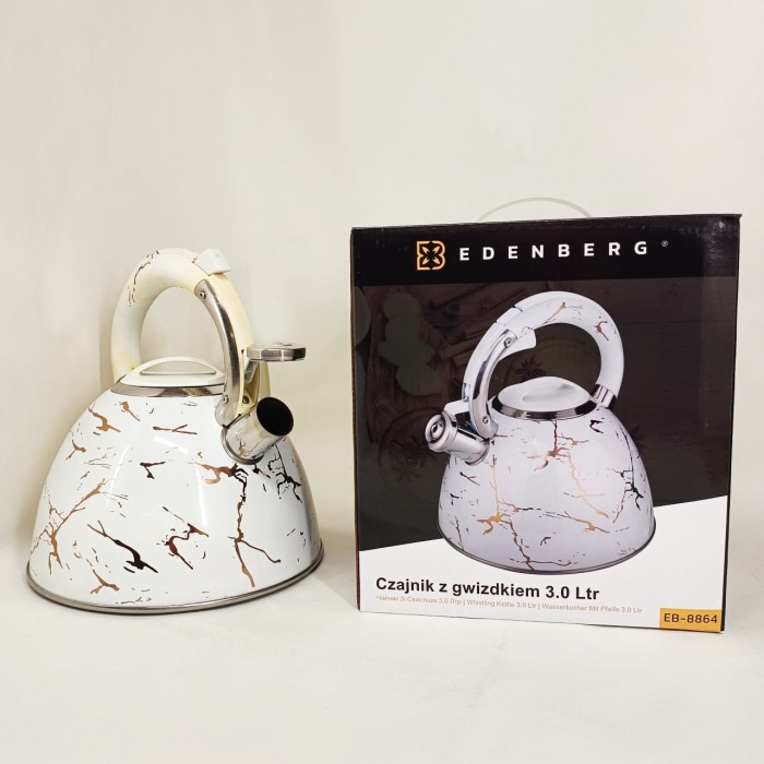 Емальований чайник Edenberg EB-12610 зі свистком та антипригарним покриттям 3л White