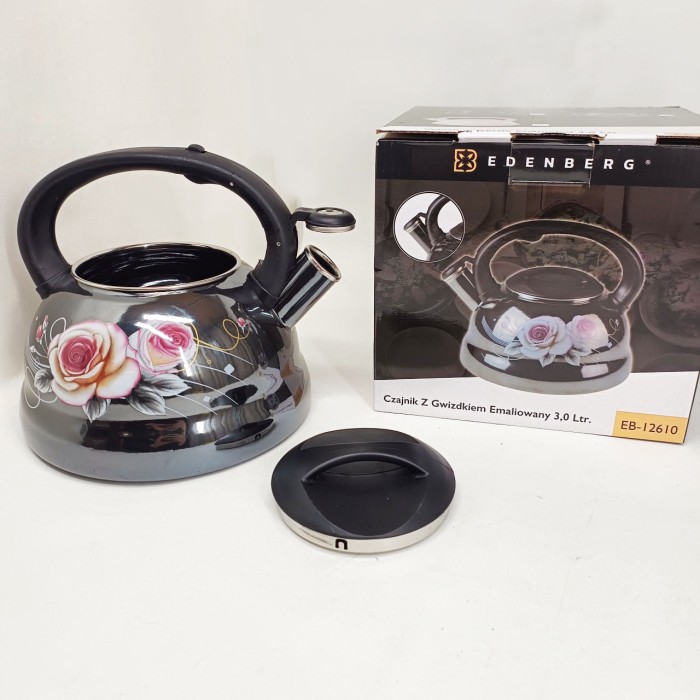 Емальований чайник Edenberg EB-12610 зі свистком та антипригарним покриттям 3л Flowers
