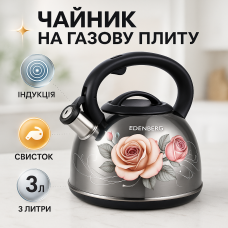 Чайник зі свистком з важким дном, Гарний чайник для газової плити для плити з гучним свистком IC-77