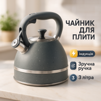 Звичайний чайник на газову плиту Edenberg, Чайник зі свистком для кип'ятіння на кухню 3 л KD-89