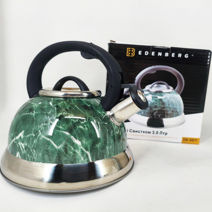 Чайник з ергономічною ручкою Edenberg, Чайник з нержавіючої сталі пищалкою газовий 3 літри RY-35