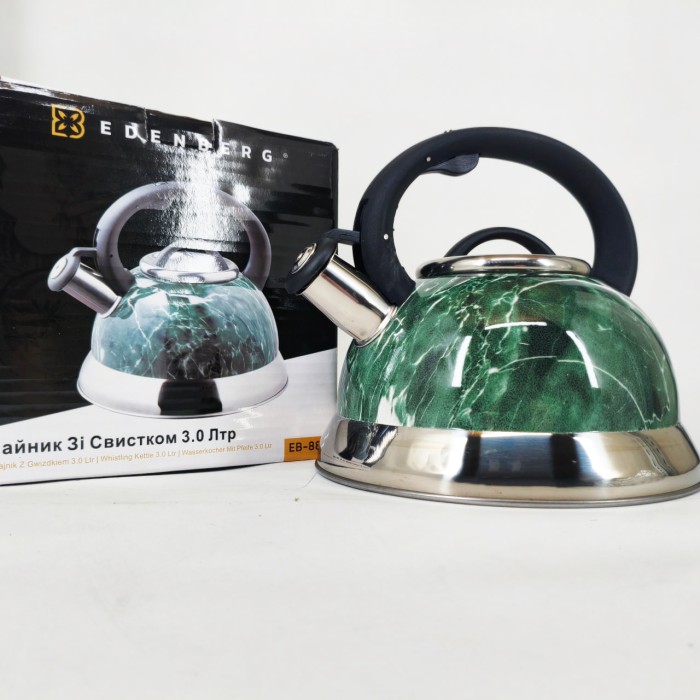 Чайник з ергономічною ручкою Edenberg, Чайник з нержавіючої сталі пищалкою газовий 3 літри RY-35