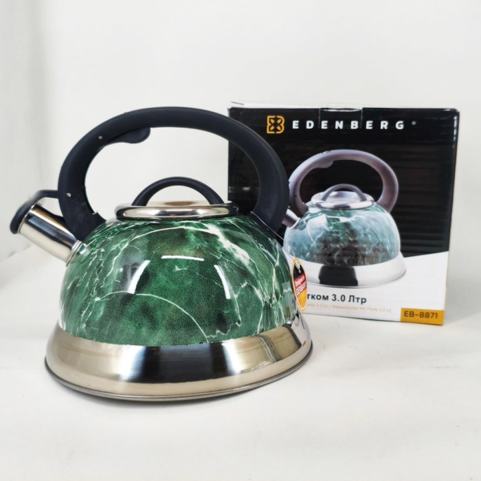 Чайник з ергономічною ручкою Edenberg, Чайник з нержавіючої сталі пищалкою газовий 3 літри RY-35