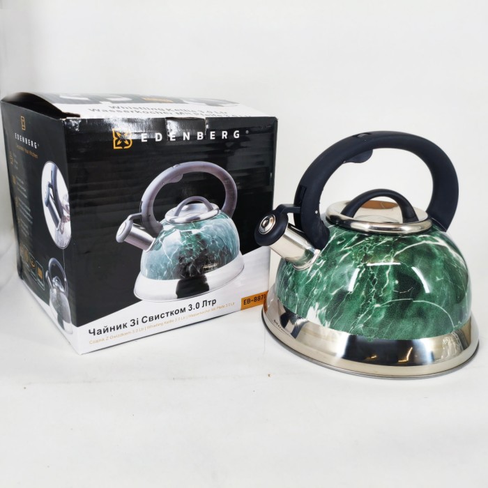 Чайник з ергономічною ручкою Edenberg, Чайник з нержавіючої сталі пищалкою газовий 3 літри RY-35
