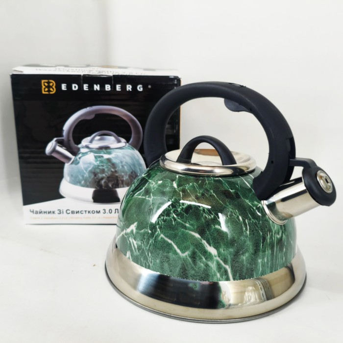 Чайник з ергономічною ручкою Edenberg, Чайник з нержавіючої сталі пищалкою газовий 3 літри RY-35